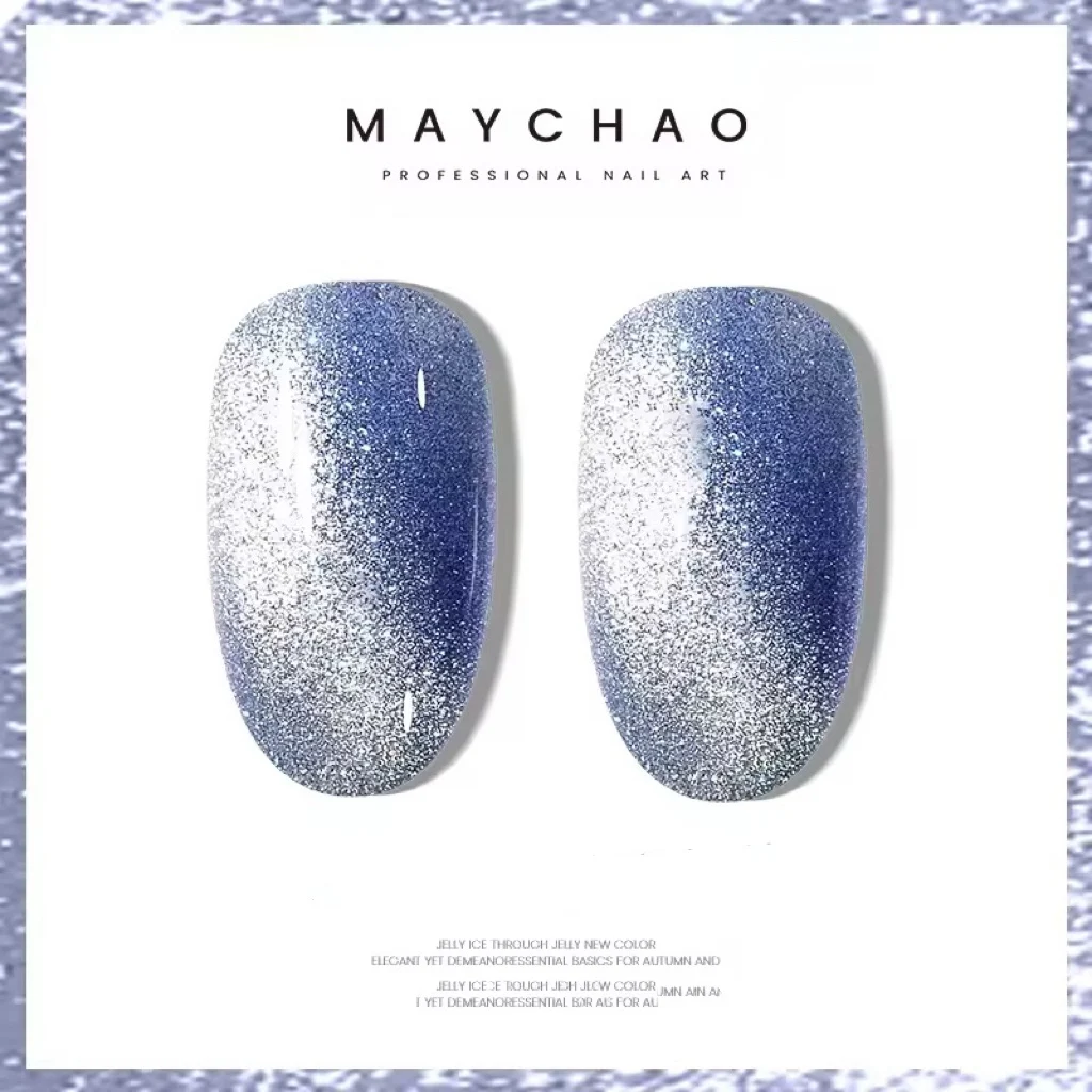 

MAYCHAO Cat Eye Gel Nail Polish Glassy Nude With Magnet Soak off Semi-permanent UV Holographic Magnetic Rainbow for Nail Manicur