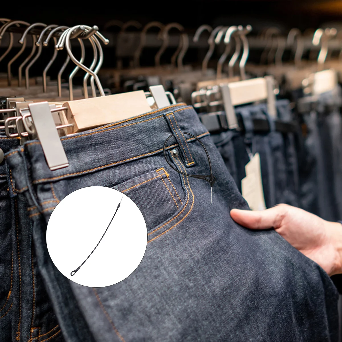 

100pcs Steel Wire Rope Durable Security Lanyard For Clothing Shoes Loss Prevention Magnetic Buckle Safety Wire