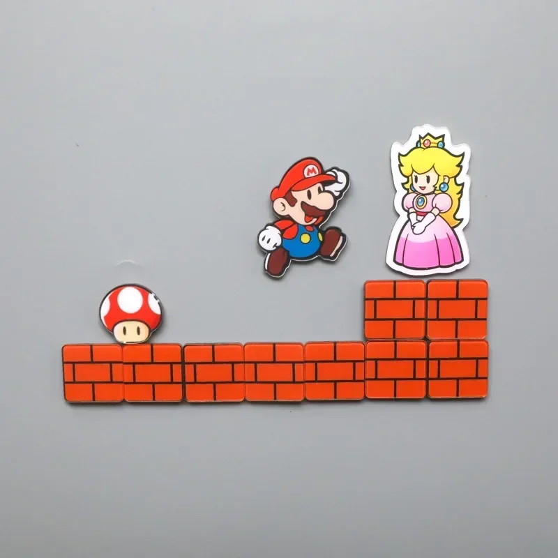 Super Mario Bro Acrylic Magnet Luigi Princess Peach Yoshi Bowser Goomba Anime Figure Refrigerator Magnet Toys Accessories Gifts