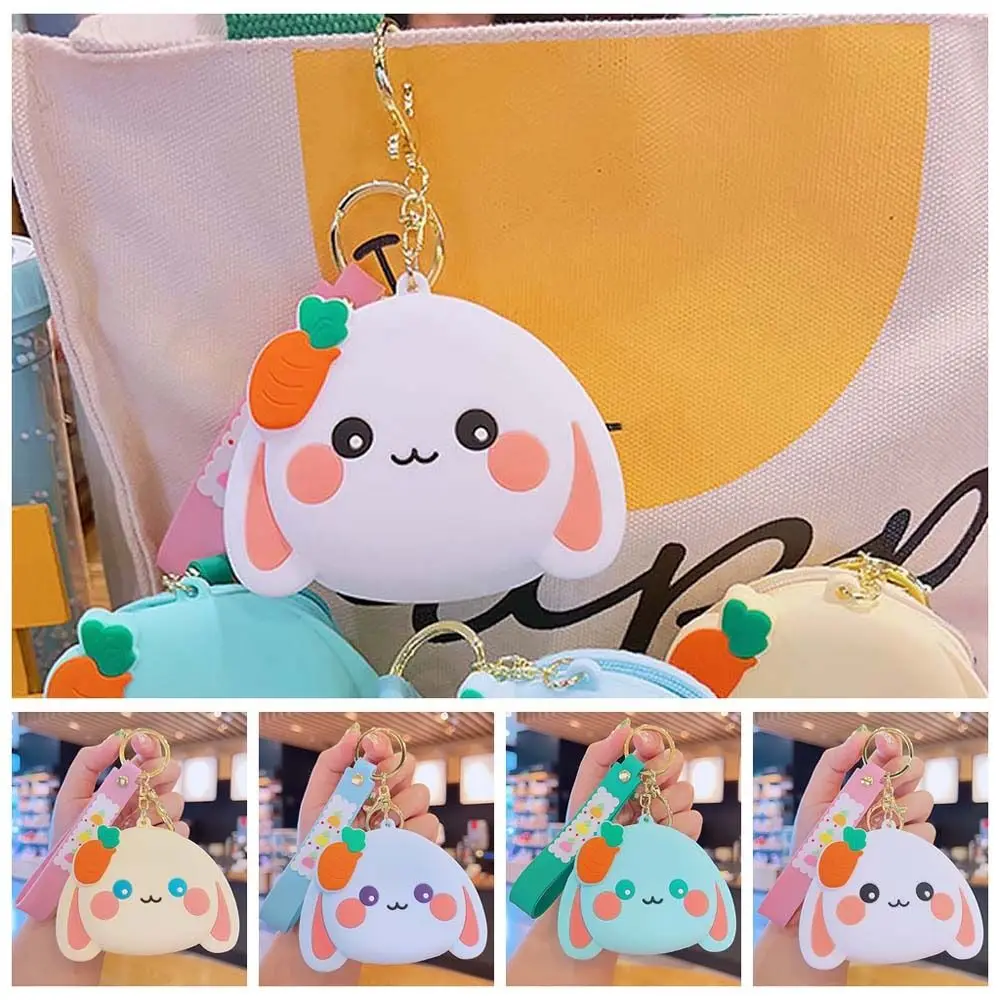 

Carrot Rabbit Coin Purse Fashion Silicone With Keychain Animal Key Rings Card Bag Storage Bag Small Earphone Bag Outdoor