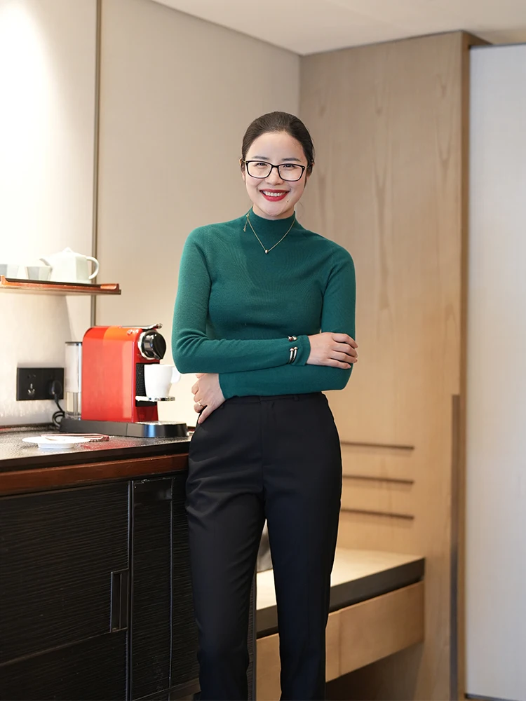 

Женская трикотажная шерстяная основа Colinwang irt f, цельный трикотаж с высоким воротником из австралийской шерсти, топ Camere