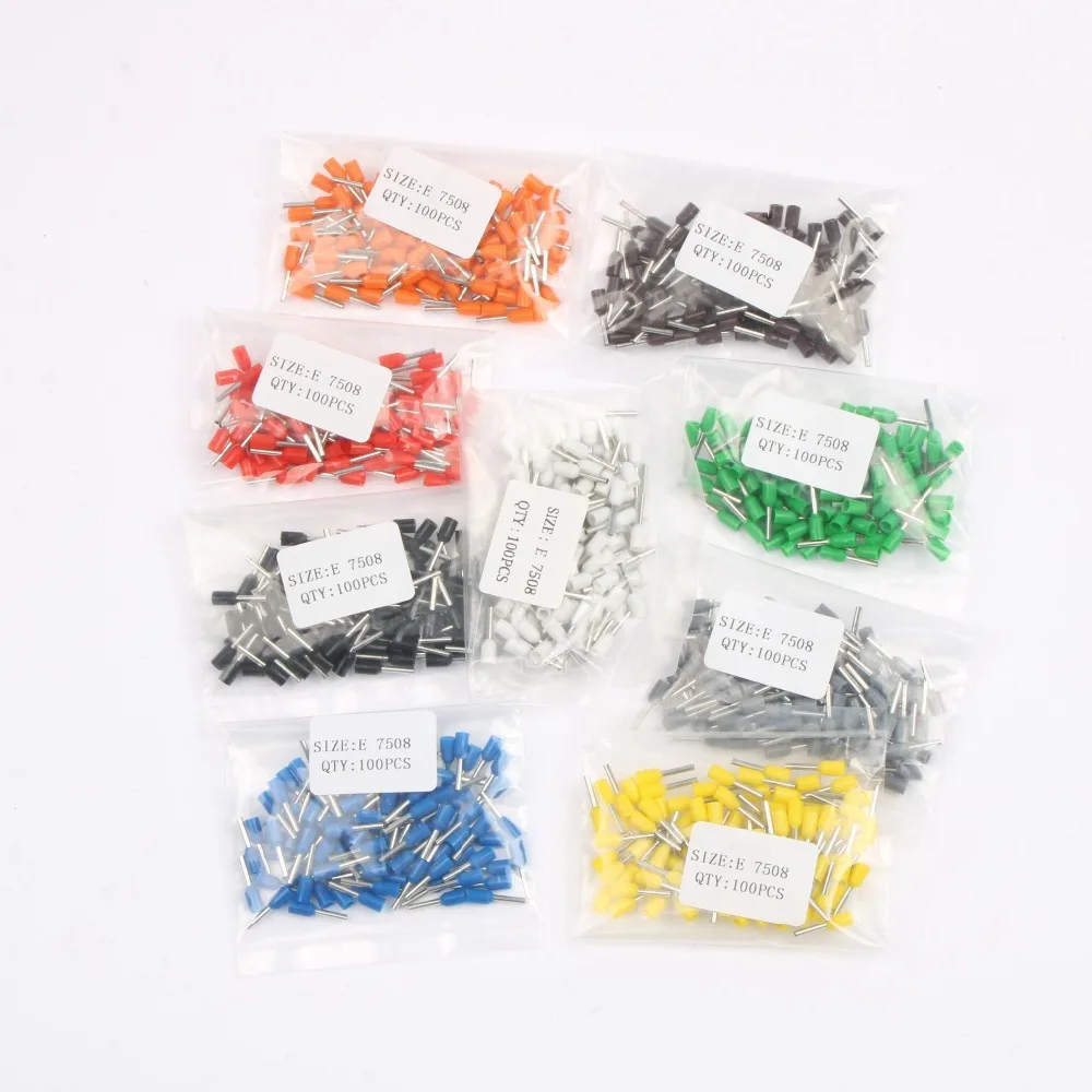 Filo di connessione 100 pz Connettore isolato Terminale a crimpare Terminator pressato a freddo terminali isolati VE0508 7508 1008 1508 2508 4009