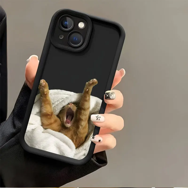 

Sleepy Cat Creative Pattern phone case for iPhone 16 15 14 13 12 11 Pro/ Max/Plus shock-proof rear cover anti-fingerprint