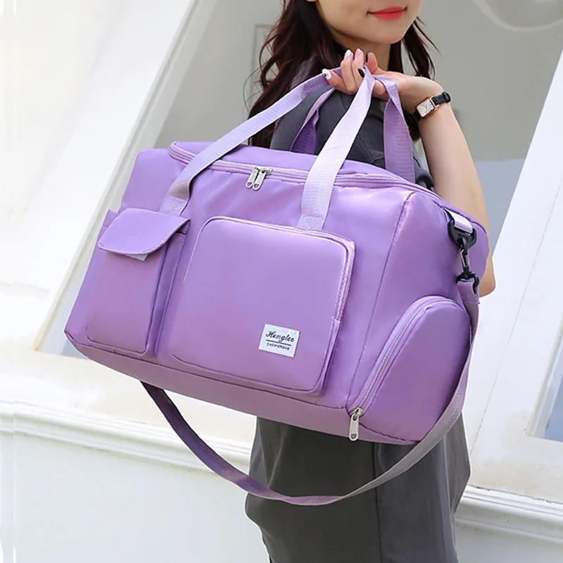 Bolsa de Viagem em Nylon com Compartimento para Calçados, Separação de Seco e Molhado, Bolsos Organizadores, Bolsa Esportiva para Mulheres/Homens, Essenciais para Estudantes