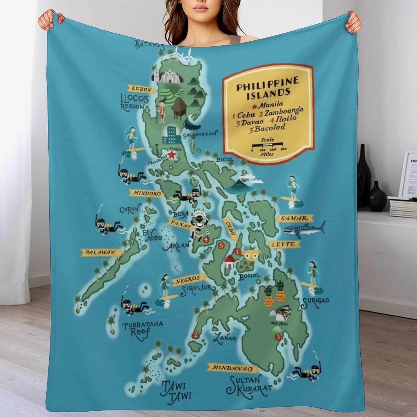 

Philippine map Throw Blanket heavy to sleep Decorative Beds Luxury St halloween Blankets