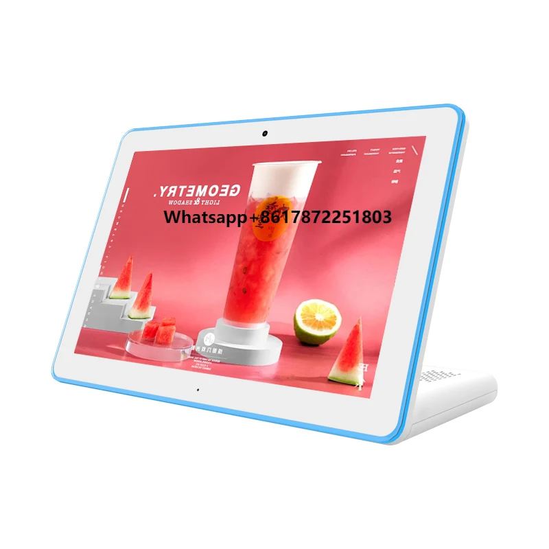 10.1 Inci Restoran Komersial Desktop POS Tablet PC POE NFC Lampu LED Bentuk L Bisnis Tablet Android Kios Tampilan Signage