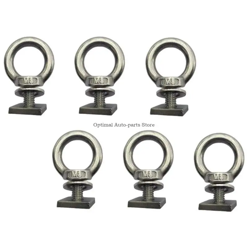 6Pcs T Track Mount Tie Down Anchors T Track Bolt for Roof Rack Eye Tie Down Anchoring for Holding Bungee Cord