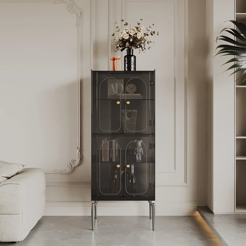 LTT Italian minimalist wine cabinet acrylic side cabinet against the wall light luxury storage locker