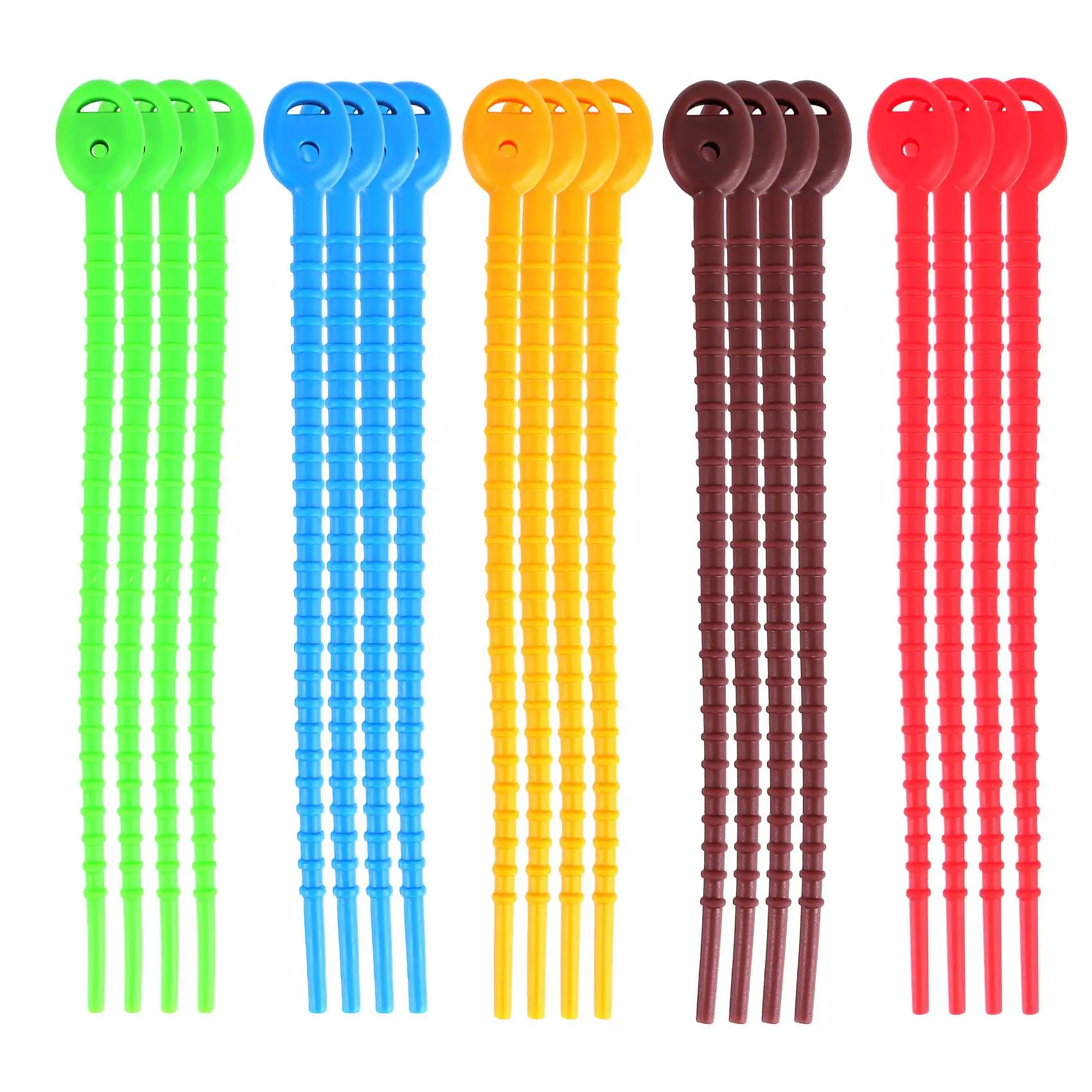 20 PCS Silicone Cable Ties,Durable Zip Ties, Bag Seal Clips, Cable Straps, Bread Ties, Rubber Twist Ties for Home Office