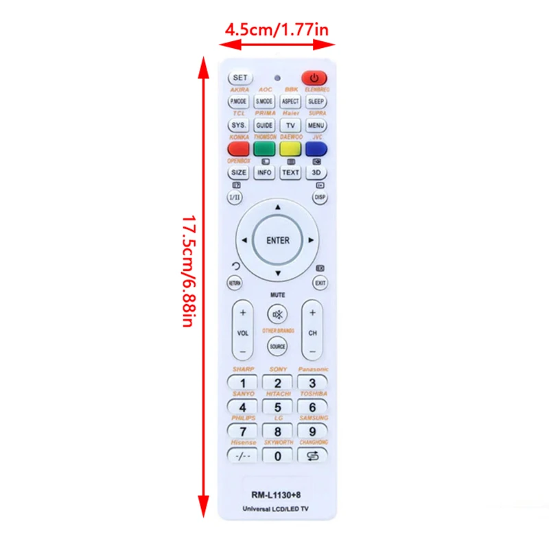 Universal RM-L1130+8 Remote Control Fits For All Brand LCD LED 3D Smart TV Replacement Television Remote Control