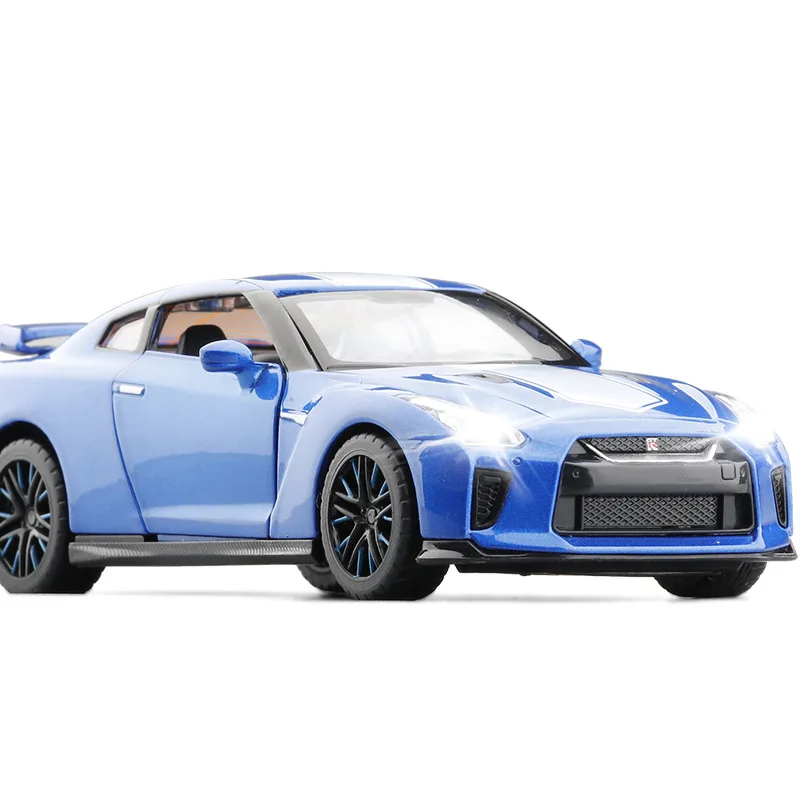 

1:32 Scale Nissan Skyline GT-R R34 Diecast Toy Car Vehicle Model Doors Openable Sound & Light Educational Collection Pull Back