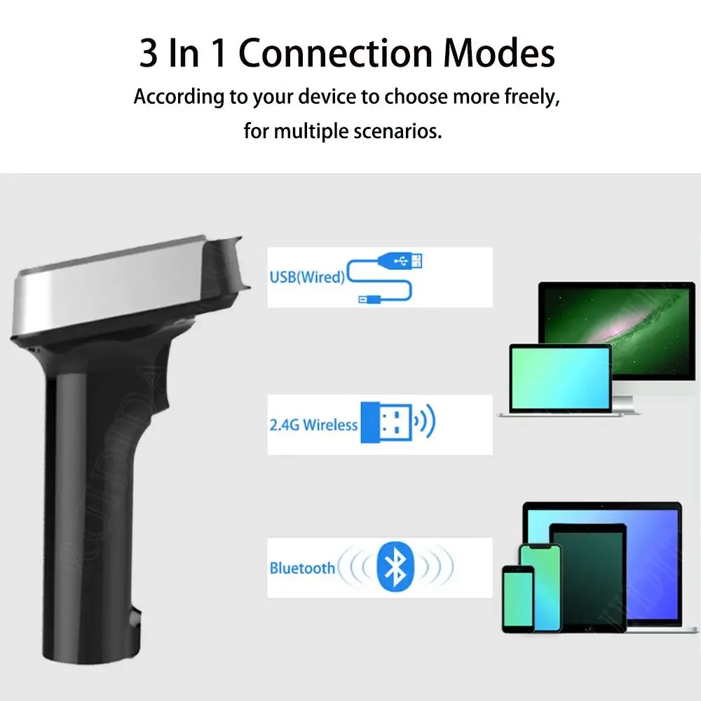 Barcode Scanner with Charging Base 2d Handheld Wireless & Bluetooth Bar Reader with Display Screen PDF417 DM code qr Code Reader
