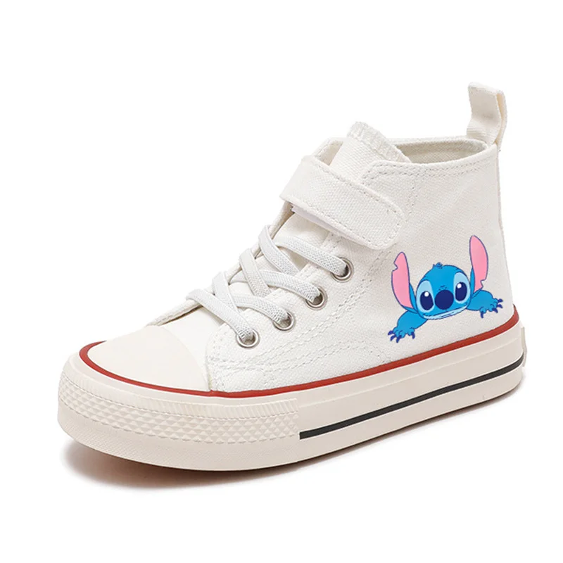 Girl  High-top Lilo Stitch Boys Kid Canvas Shoes Disney Casual Cartoon Sport comfort Shoes Children Print Boys Tennis Shoes