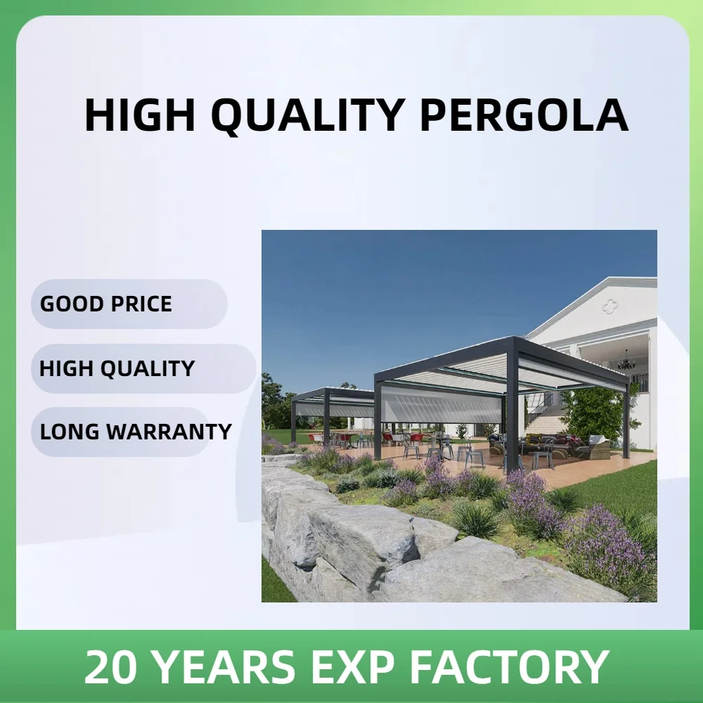 

3X4 Pergola Roller Shutter And LED Light Waterproof Outdoor Pergola Garden Gazebo Aluminium Outdoor Motorized