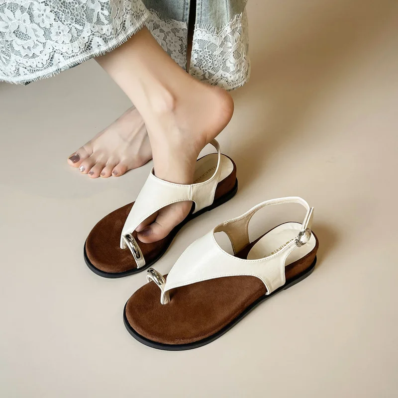 

Unique design holiday flat sandals, thong-toe fairy slippers for women with thick soles