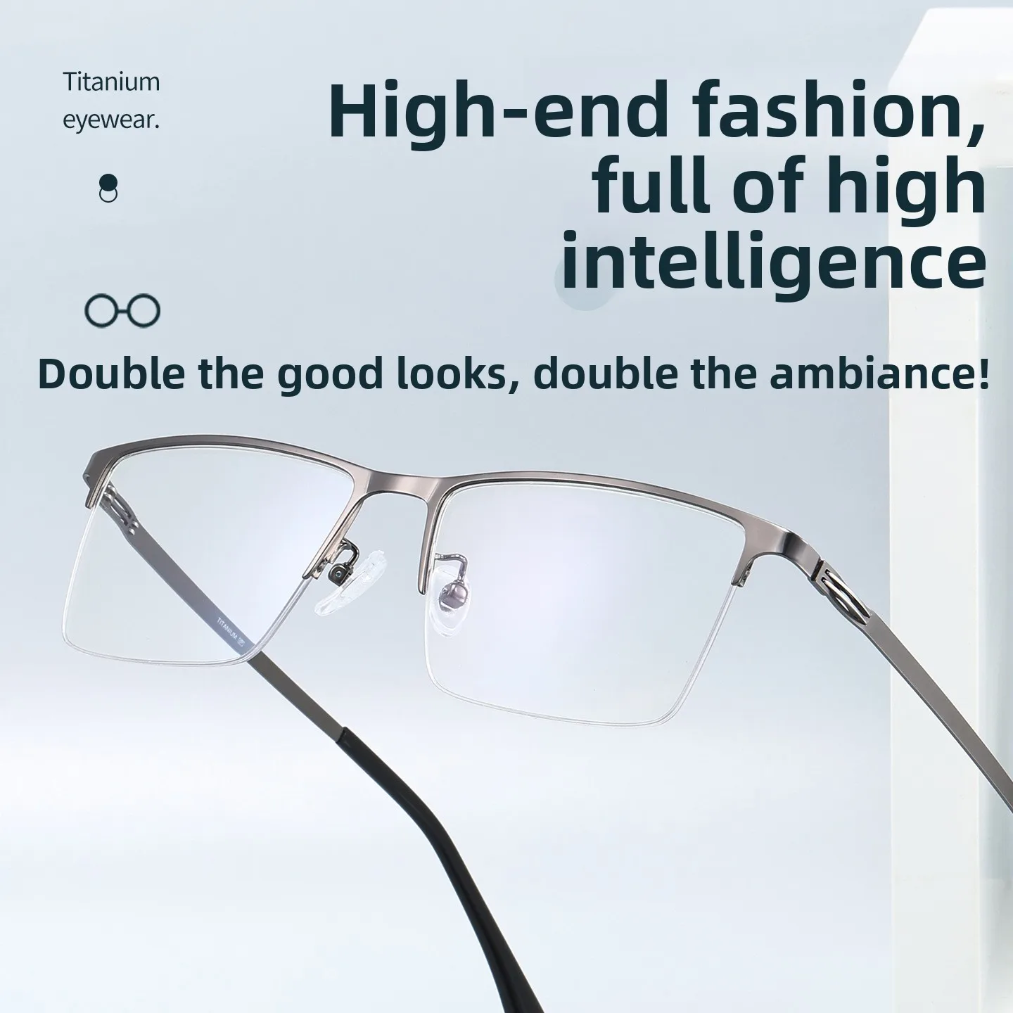 59mm Men's Large Face Half-Rim Rectangular Eyeglass  Men's Blue Light Blocking Reading Glasses, Customized  Myopia Prescription
