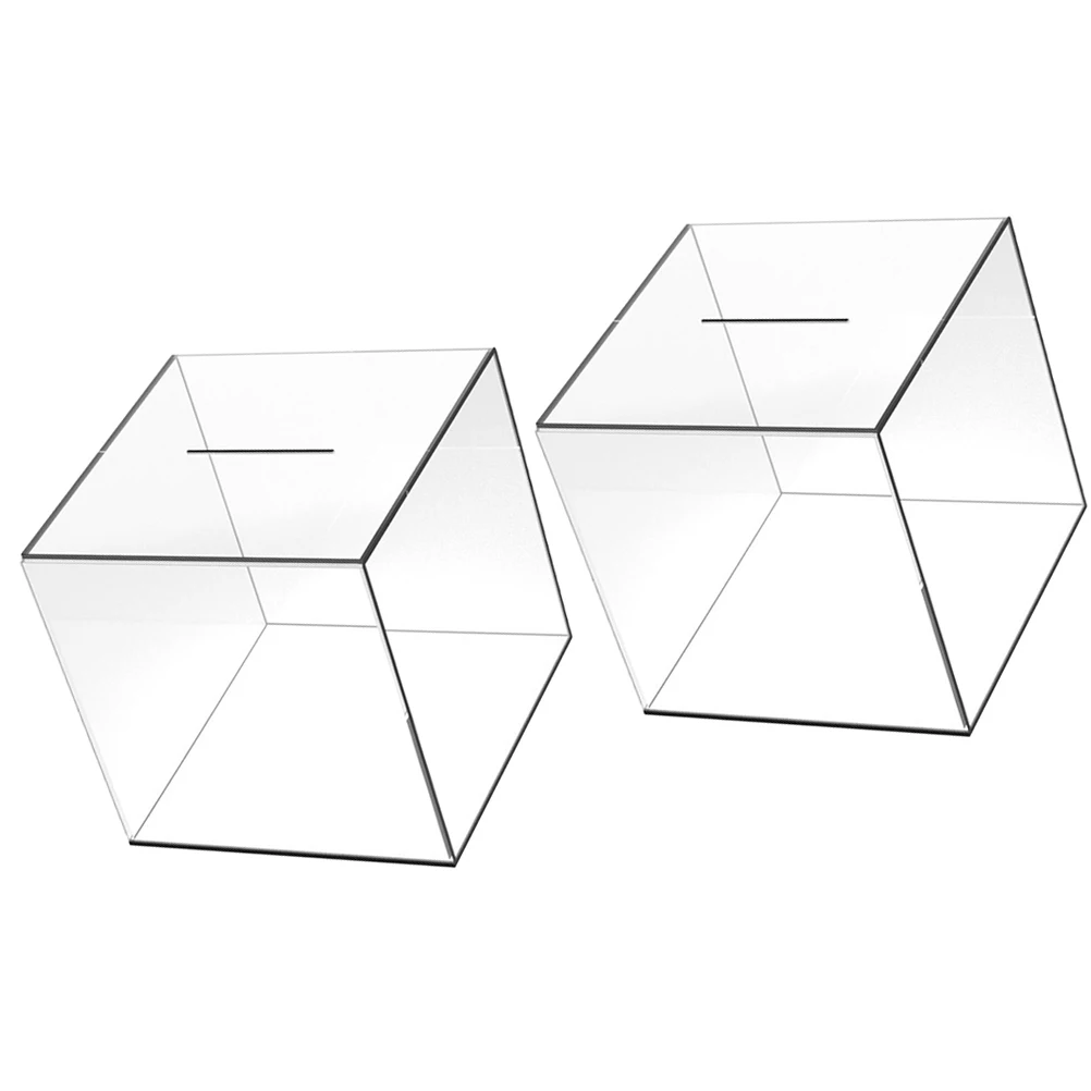

2 Pcs Piggy Bank Gift Money Container for Adults Clear Cash Jar Transparent Saving Coin Only and Out