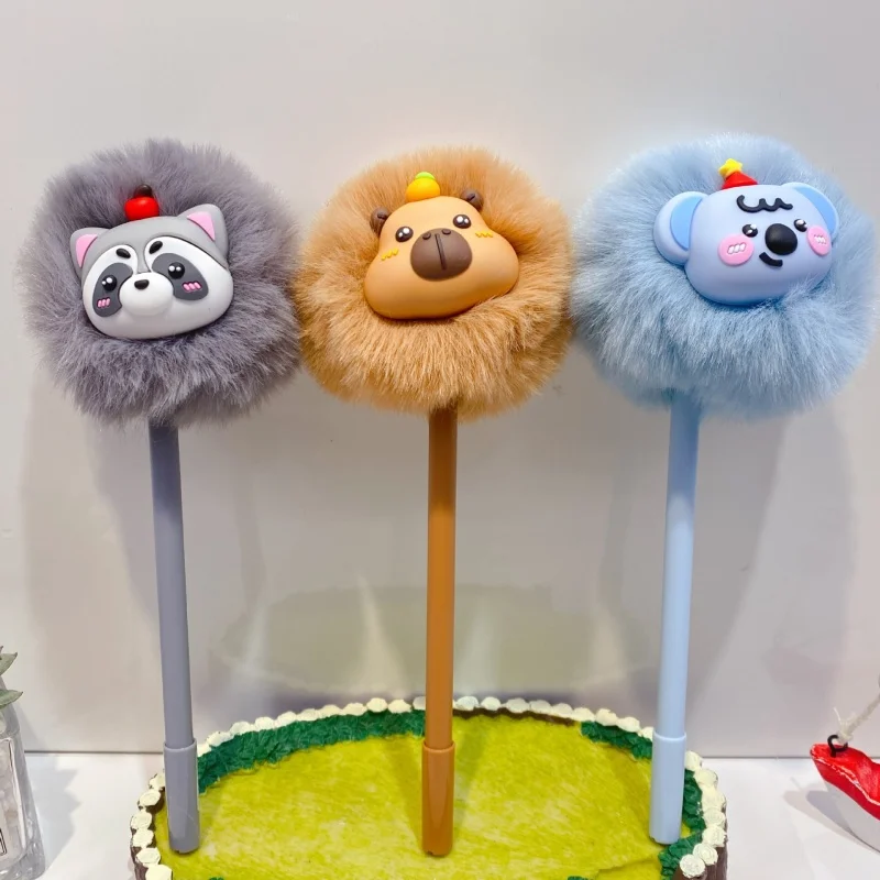 

Набор из 16 шт. милых гелевых ручек с плюшевыми фигурками животных (Панда, Капибара), 0,5 мм, черные чернила, рекламный подарок, канцелярские товары для офиса и школы