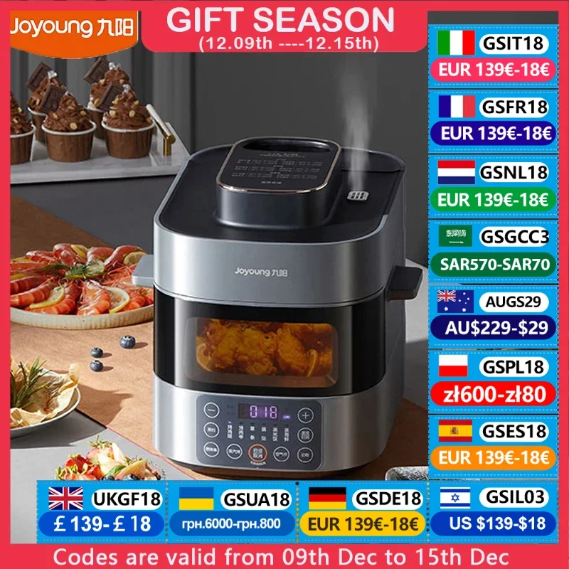 Joyoung Electric Air Fryer Fully Automatic Smart Oil Free Air Frying Oven Multifunction Steaming Baking For Kitchen KL40-SF100