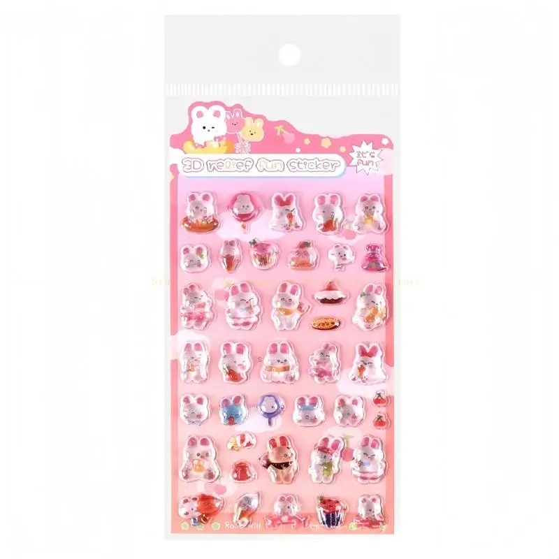 Embossed Animal PVC Sticker for Notebook Journal Water Bottle Photo Album Scrapbooking Decoration Kid Reward Sticker