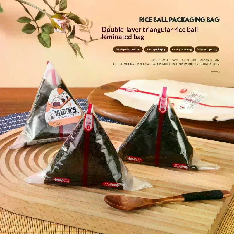 Triangular Rice Ball Packaging Bags Nori Seaweed Onigiri Sushi Easy Tear Portable Bento Supplies 20/100 Pcs