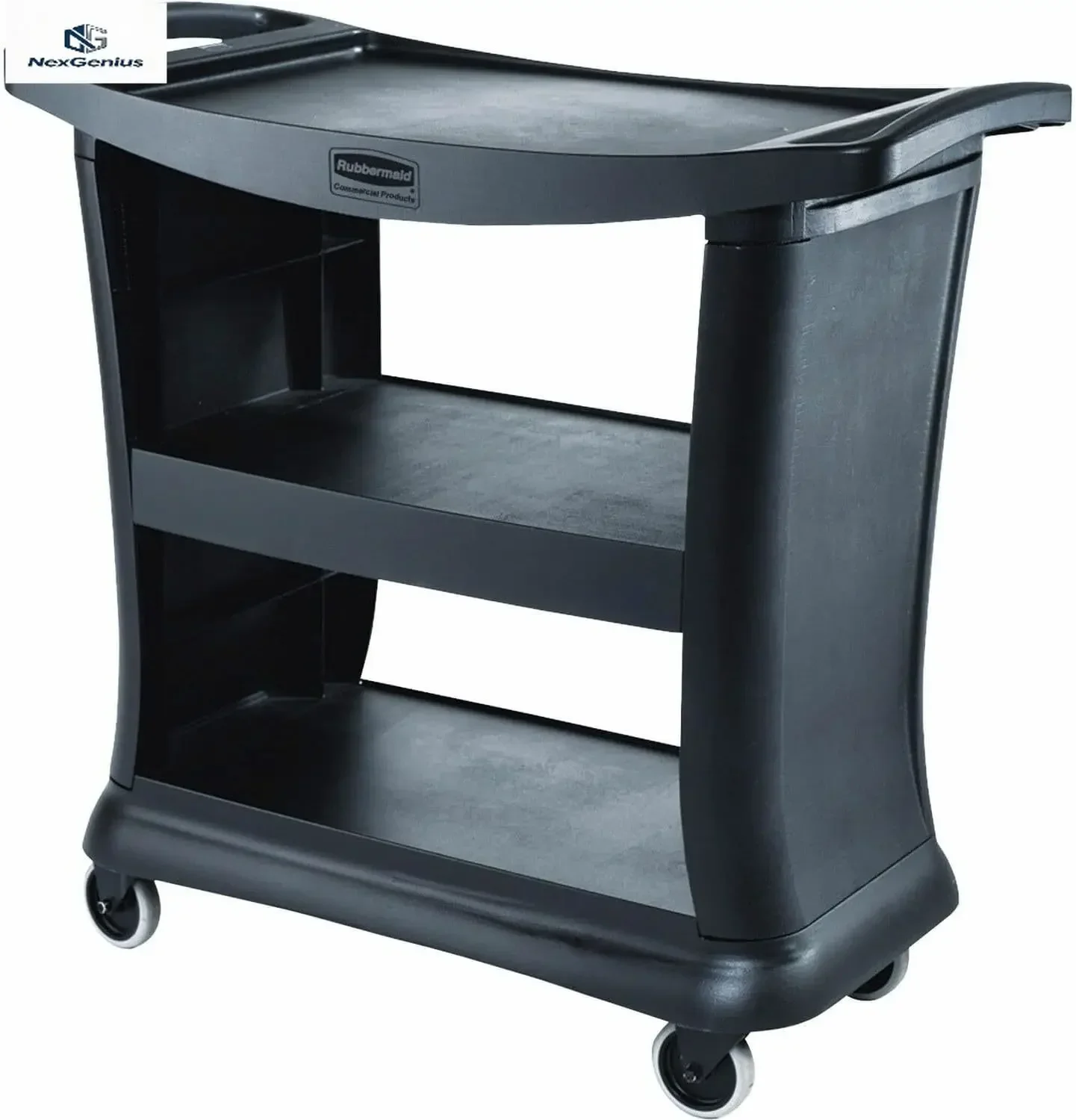 Executive Series Utility/Service Cart 300 lb. Capacity Black for Foodservice/Restaurant/Cleaning