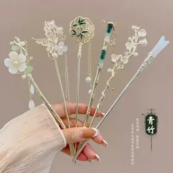 Estilo antigo Hairpin, Magnólia Flor, Tassel Temperamento, Cérebro Colher, Novo Estilo Nacional Chinês