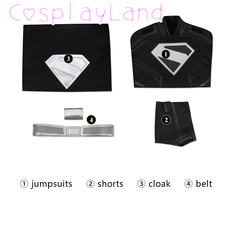 Halloween jumpsuit Super Legacy Clark Kent cosplay kostuum superheld zwarte bodysuit mantel volledige set pak outfit hoge kwaliteit