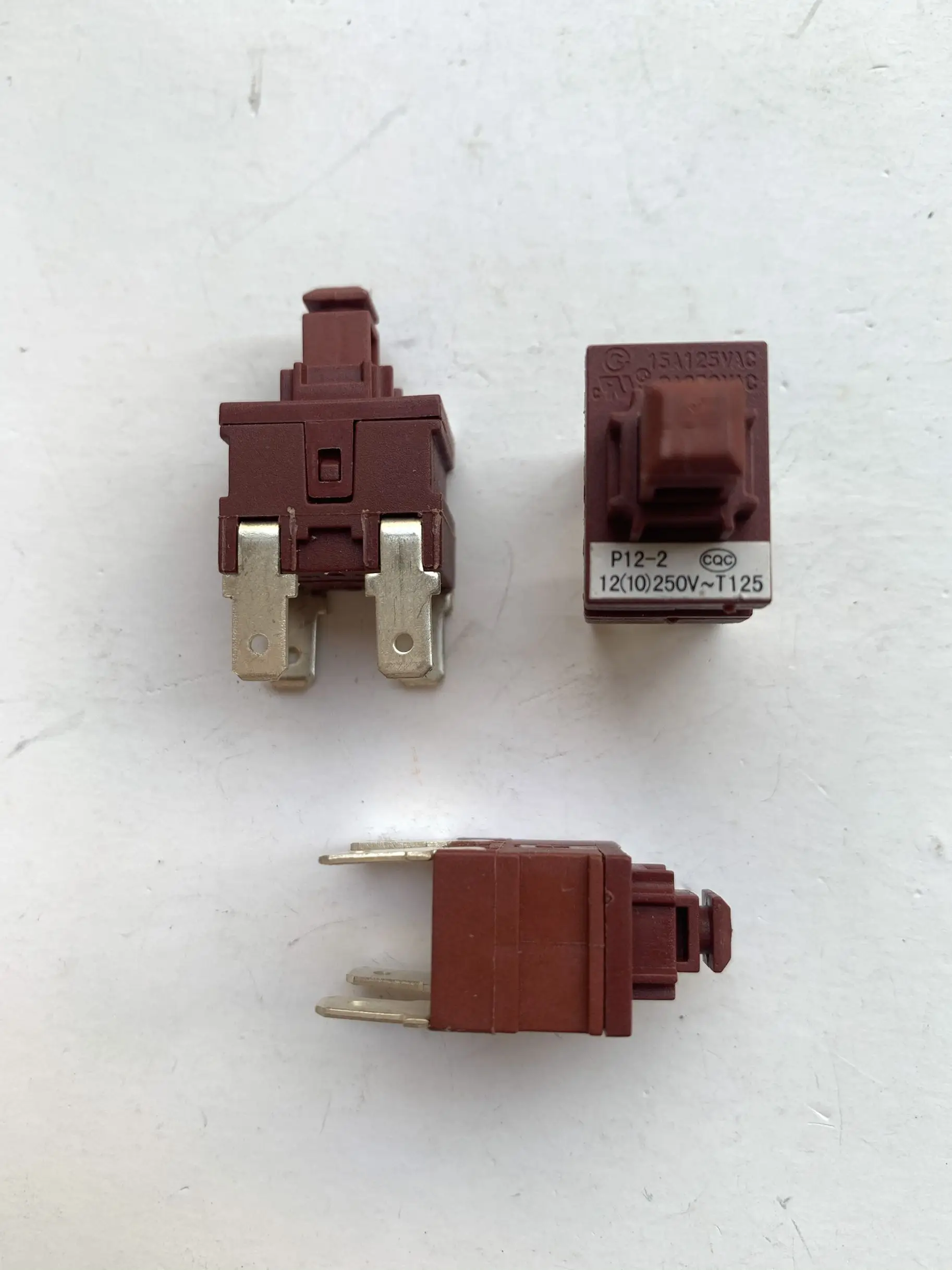 3PCS P12-2 Self-Locking Pushbutton Switch 4-Pin Dual Vacuum Cleaner Switch with Lock 8A 250V AC