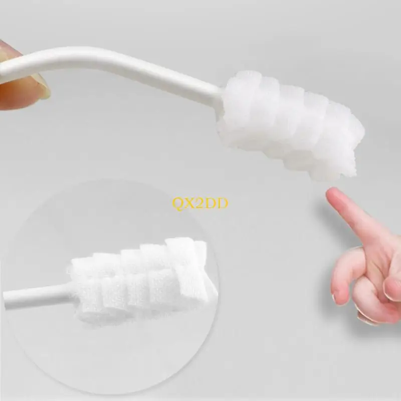 

QX2D 30 Pcs/Box Baby Tongue Cleaner Disposable Gauze Toothbrush Paper Rod Infant Cleaning Brush
