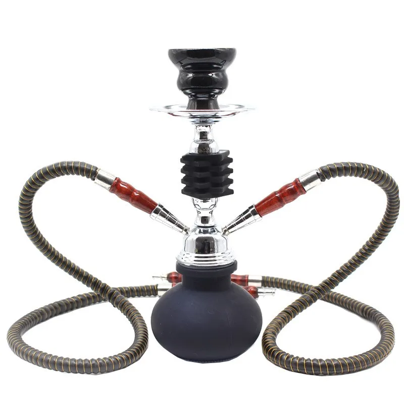 Water Pipe Pipes Smoking Grass Double Tubes Shisha Hookah Full Set Mini Portable Metal Hookah Hooka Lighters Accessories Home