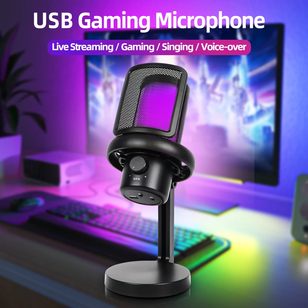 USB USB Microphone with Touch Mute Button RGB Lighting Condenser Mic for PC Mac Gaming Streaming Podcasting Karaoke Recording - Aliexpress Deal