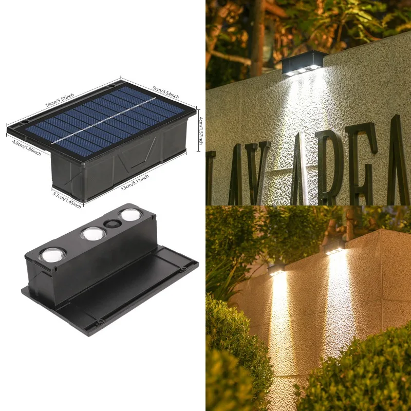 Imagem -03 - Impermeável Solar Wall Light com Sensor Automático Outdoor Garden Villa Decoração Warm Fence Lamp Home Courtyard Gate Ip65 3led