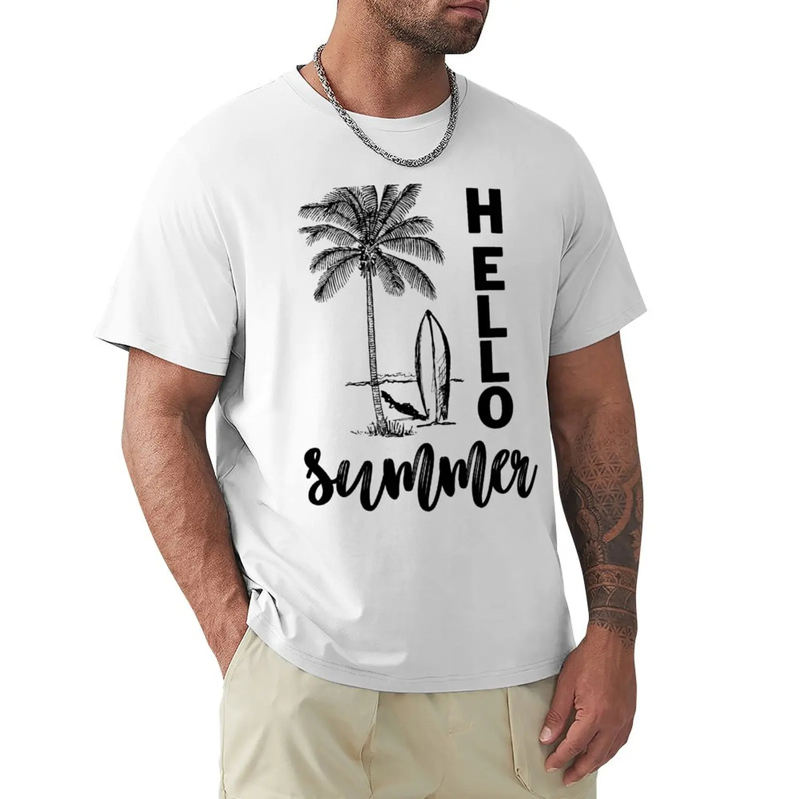 Beach, Palm, Surf, Summer T-shirt heavyweights vintage clothes Short sleeve tee plain mens cotton t shirts