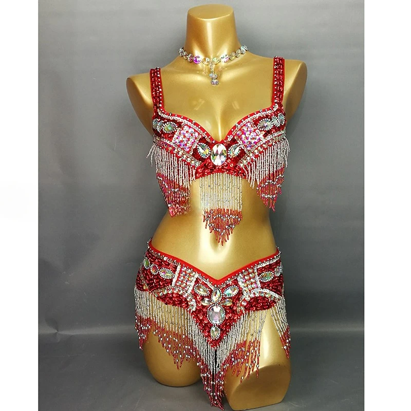 Seksowna dziewczyna kostium taneczny brzucha nosić pasek + pasek 2 szt. Zestaw 10 kolorów damskie kostiumy do tańca brzucha ubrania Bellydance