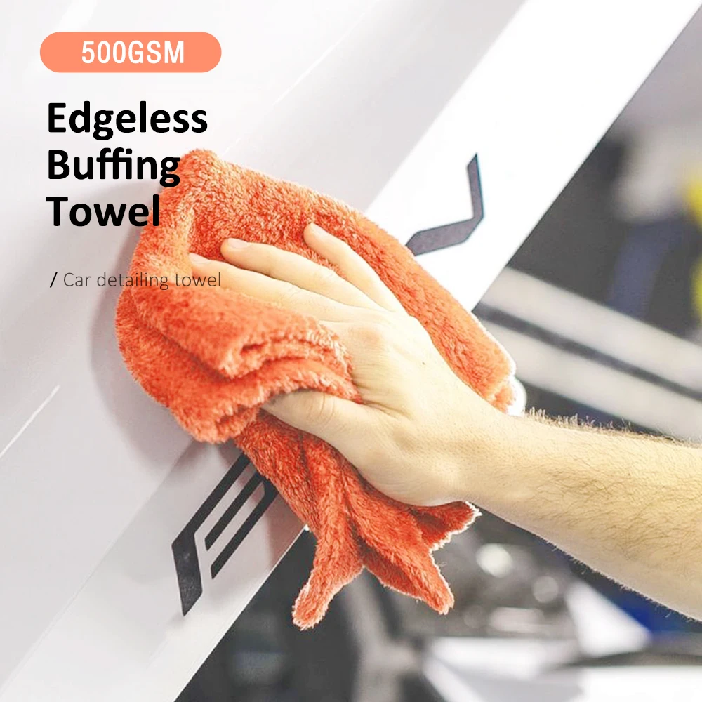 DetailingKing 500GSM Edgeless Buffing Towel Super Soft Car Detailing Towel Car Wash Microfiber Cleaning Drying Cloth ( 40x40cm )