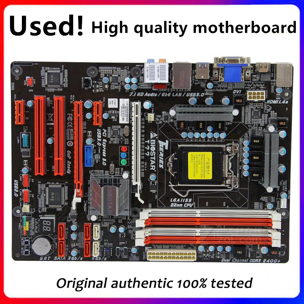 For Biostar T77 Computer Motherboard LGA 1155 DDR3 32gb For Intel H77 H77M Original Desktop Used Mainboard