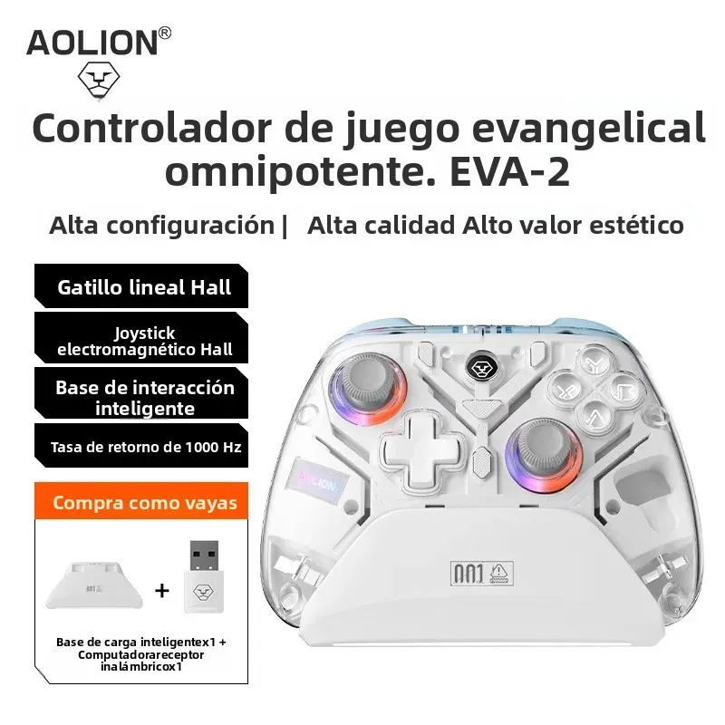 Controlador de juegos Aolion K10 con base de carga RGB, mando inalámbrico con efecto Hall, gatillo de Joystick para Switch/PC/teléfono/Switch 2