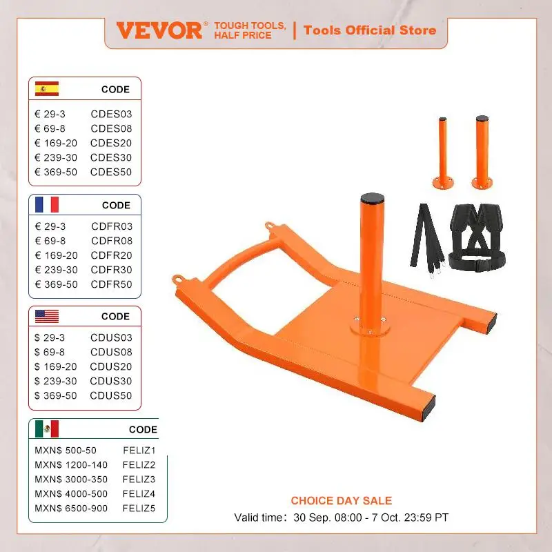 VEVOR  Fitness Strength Speed Training Sled Steel Power Sled Workout Equipment for Athletic Exercise Suitable for  Weight Plate