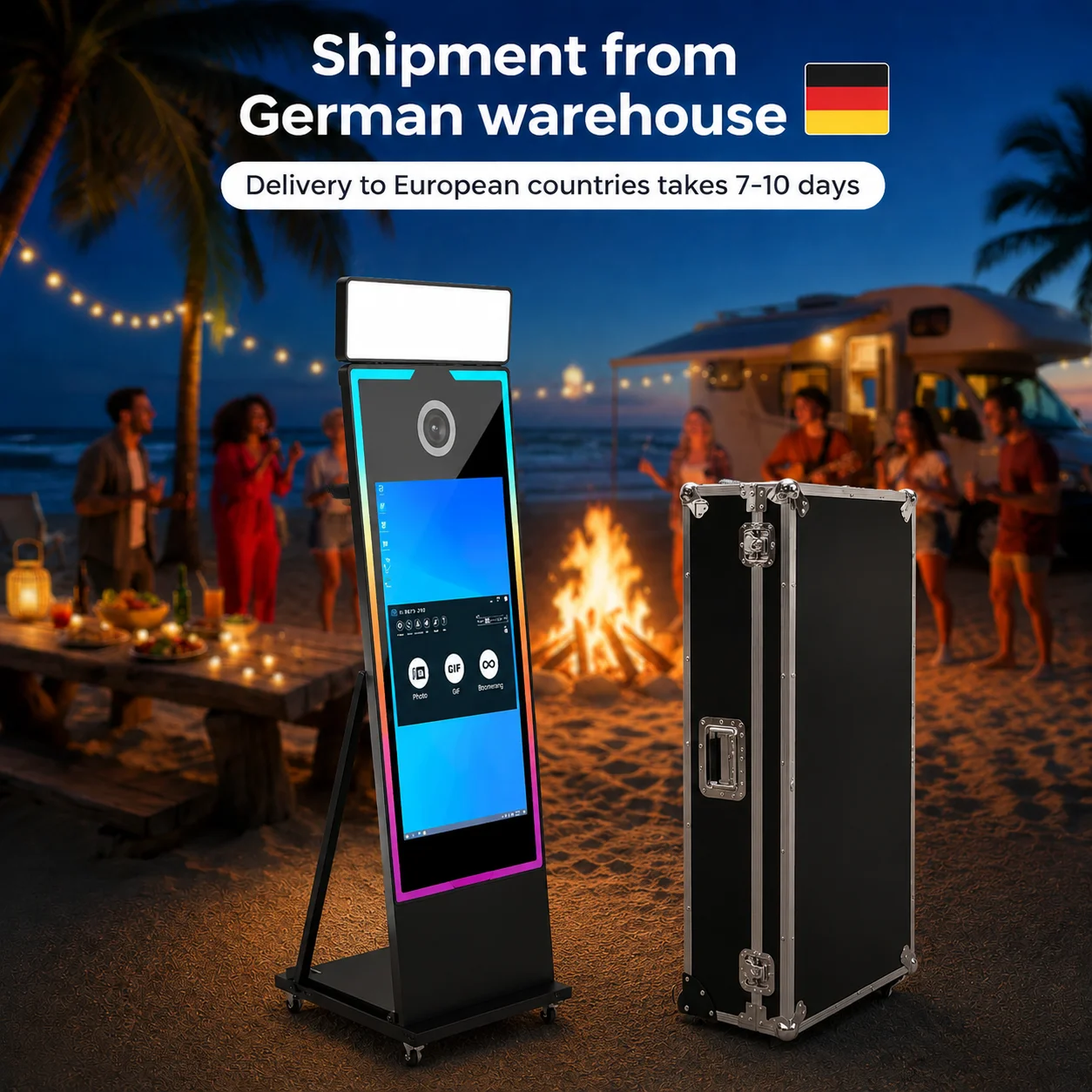 65-Zoll-Magic-Mirror-Fotobox mit Kamera & optionalem Drucker, tragbare Selbstbedienungs-Fotobox für Veranstaltungen und Partys zur Miete