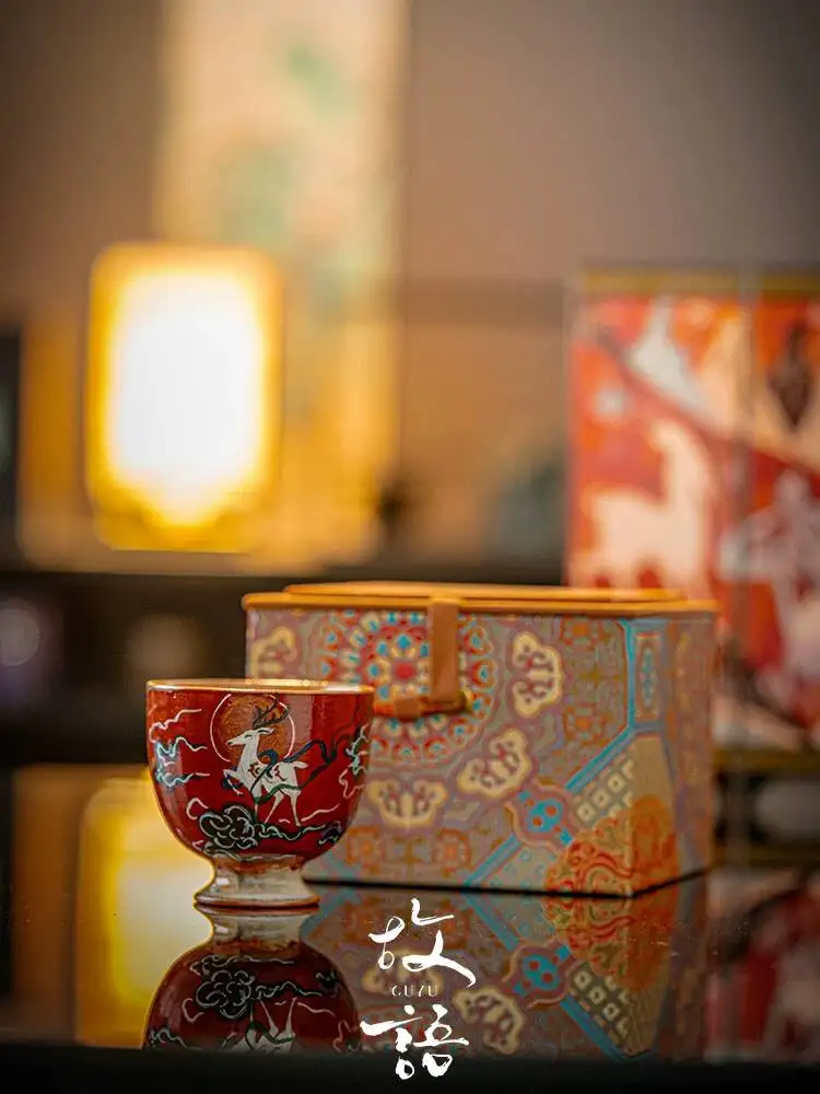 

Hand-Painted Tea Cup With The Nine-Colored Deer Of Dunhuang, Personal Use Goblet, Wine Glass, Firewood-Fired Master Cup, Chinese