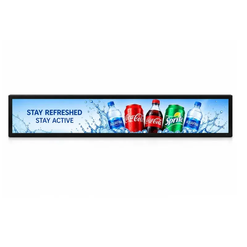 Ultra Bright LCD Bar Screen Digital Signage for Supermarket Shelf Cabinet Side Display High Resolution Stretch Monitor