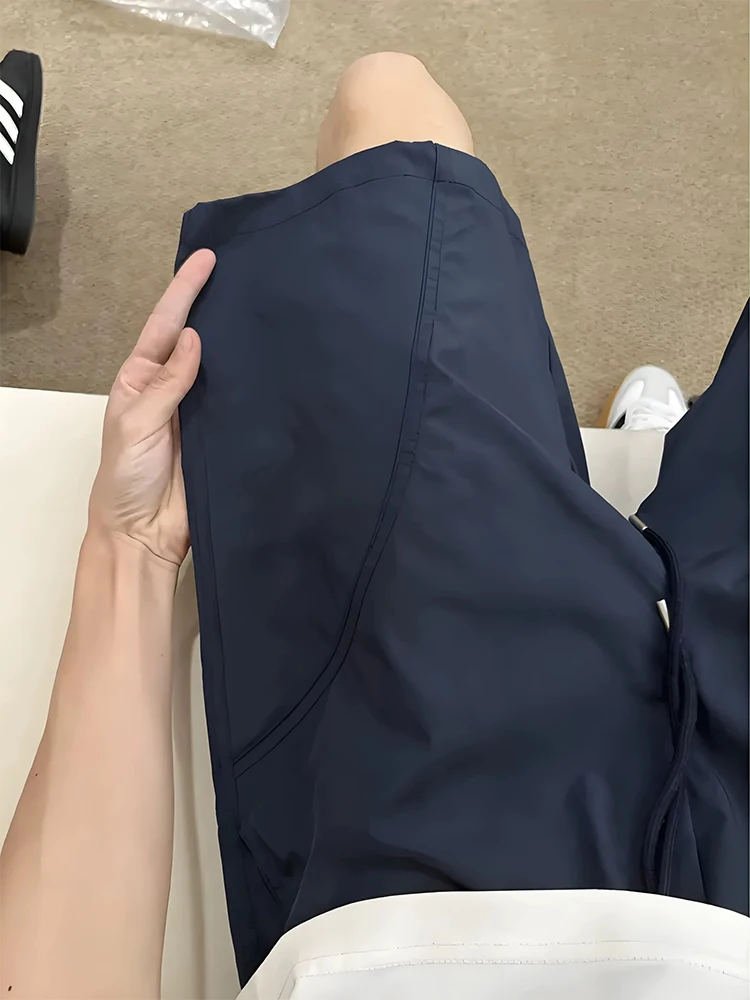 

Qui Dry Sport orts Men's Summer Thin Ice Silk Baskeall Running Pants Side Cut Casual Four Five Split Leisure orts