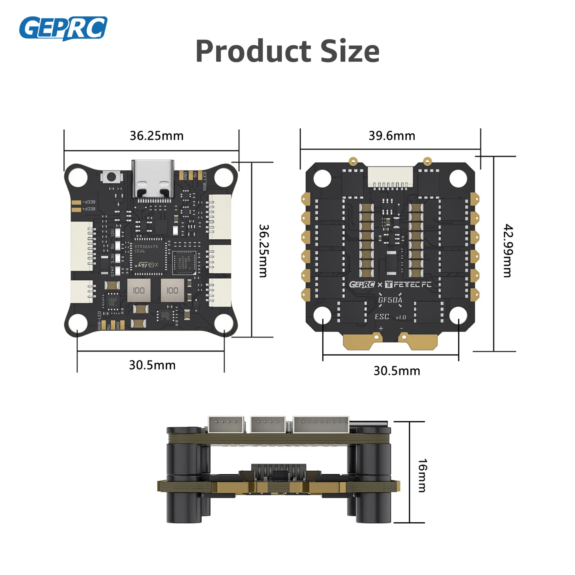 スタイリッシュなドローンモデル、fpvスタック、geprc、flytec、g4、Alpha、gf50a、Fettec、s2m、dshot2400、gf50a、4in 1 esc用のgeprcフライトコントローラー