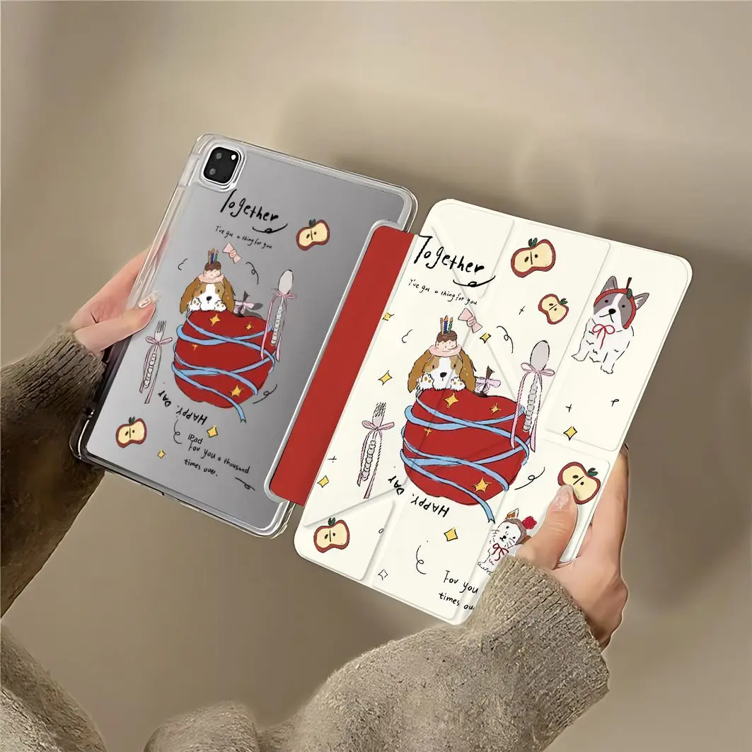 

Чехол для iPad Pro Air 13 11 M5 M4 M3 M2 2 1 11th A16 12.9" 10 9 8 7 6 5 Th Mini 7 6 5 4 7.9" с дизайном «Корейская вечеринка с собачками, кошками, тортами и фруктами»