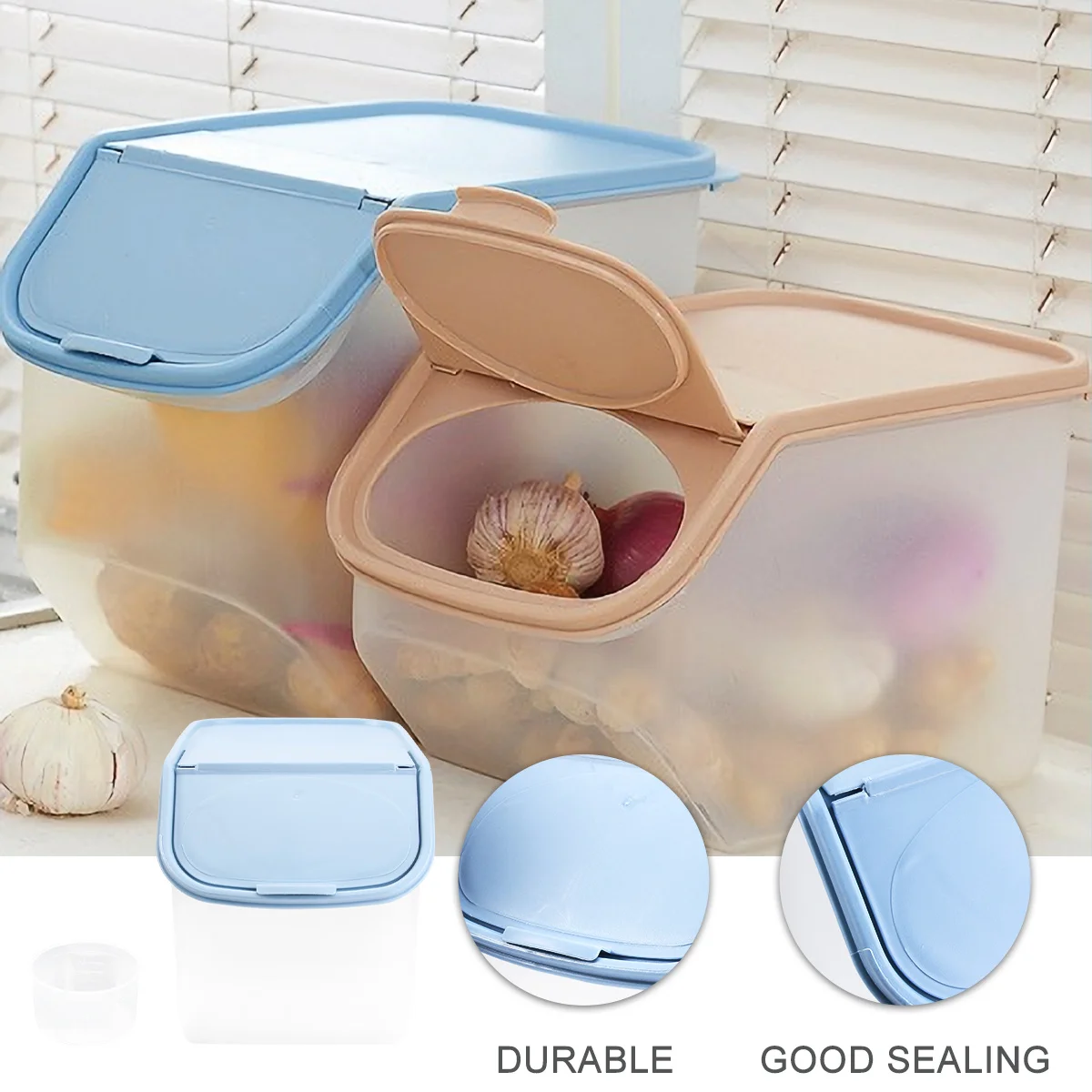 

Rice Storage Box Clamshell Design Large Capacity Snack Organizer Plastic Multifunctional Home Storage Case