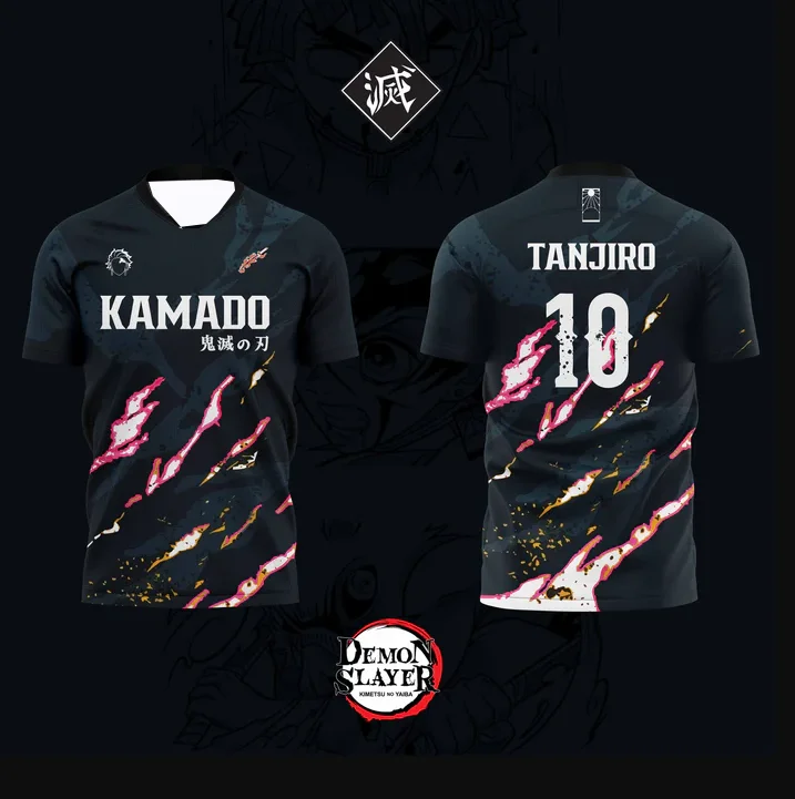 

Demon Slayer Japanese Animation Harajuku 3D Print Sports Quick-dry Breathable Kids/Adults T-shirt Football Jersey
