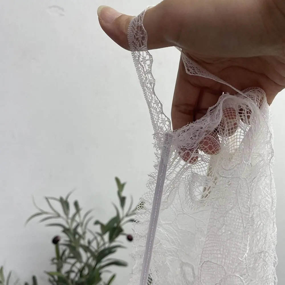 Jeans Pants Decor Embroidered Flower Lace Mini Skirt Irregular See Through Ruched Skirts High Waist Lace-up Design Butt Curtain