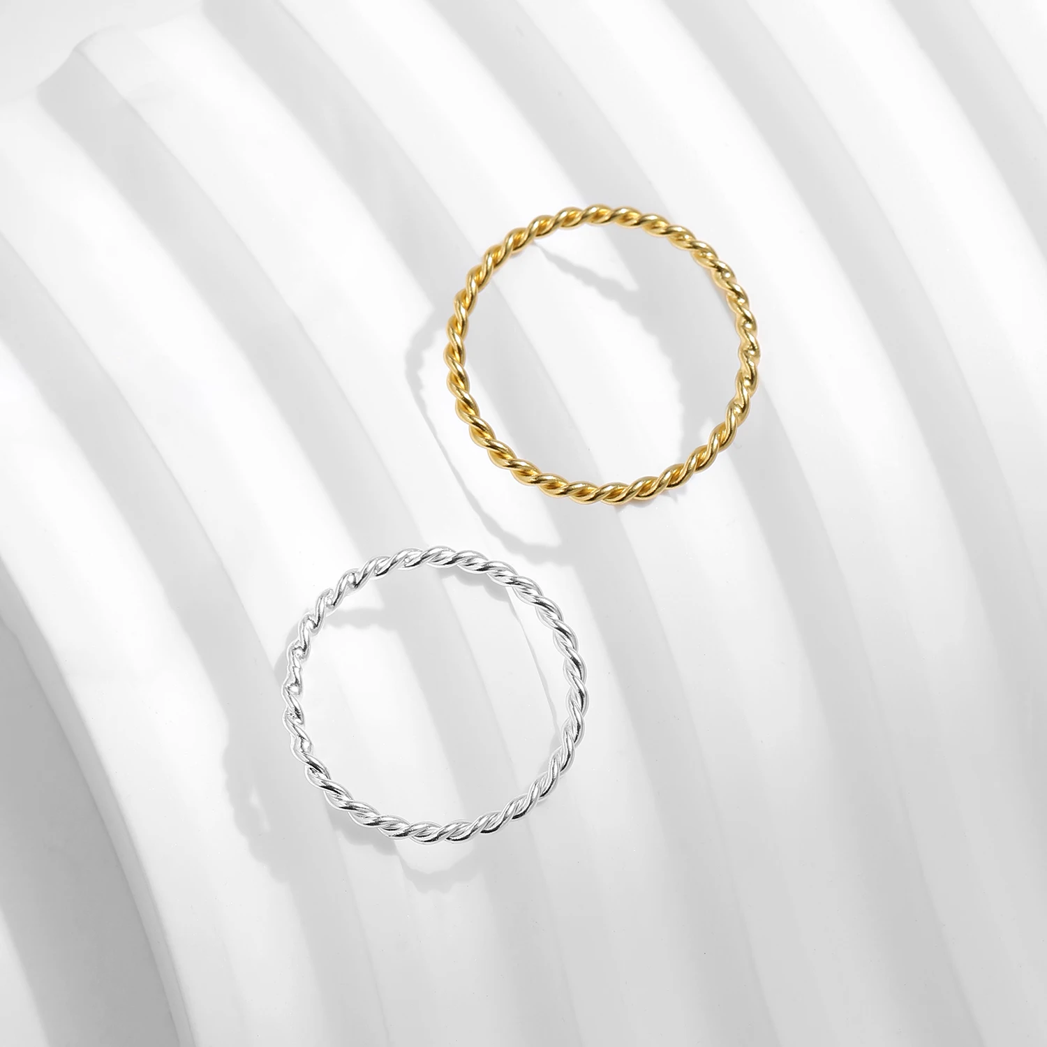 Women's 925 Sterling Silver Minimalist Twisted Stackable Ring