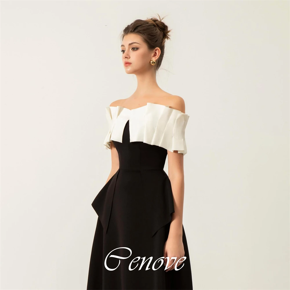 Cenove-vestido de noche árabe de Dubái para mujer, vestidos de graduación con hombros descubiertos, mangas cortas, vestido de fiesta elegante a la